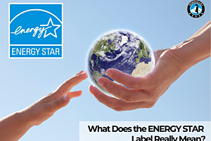 A graphic emphasizing the importance of environmental responsibility, featuring a hand holding Earth next to the ENERGY STAR logo, and displaying the Hoshizaki brand seal
