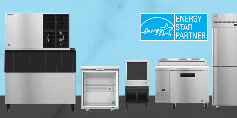 Hoshizaki lineup of Energy Star certified refrigeration and ice making equipment with the Energy Star Partner logo